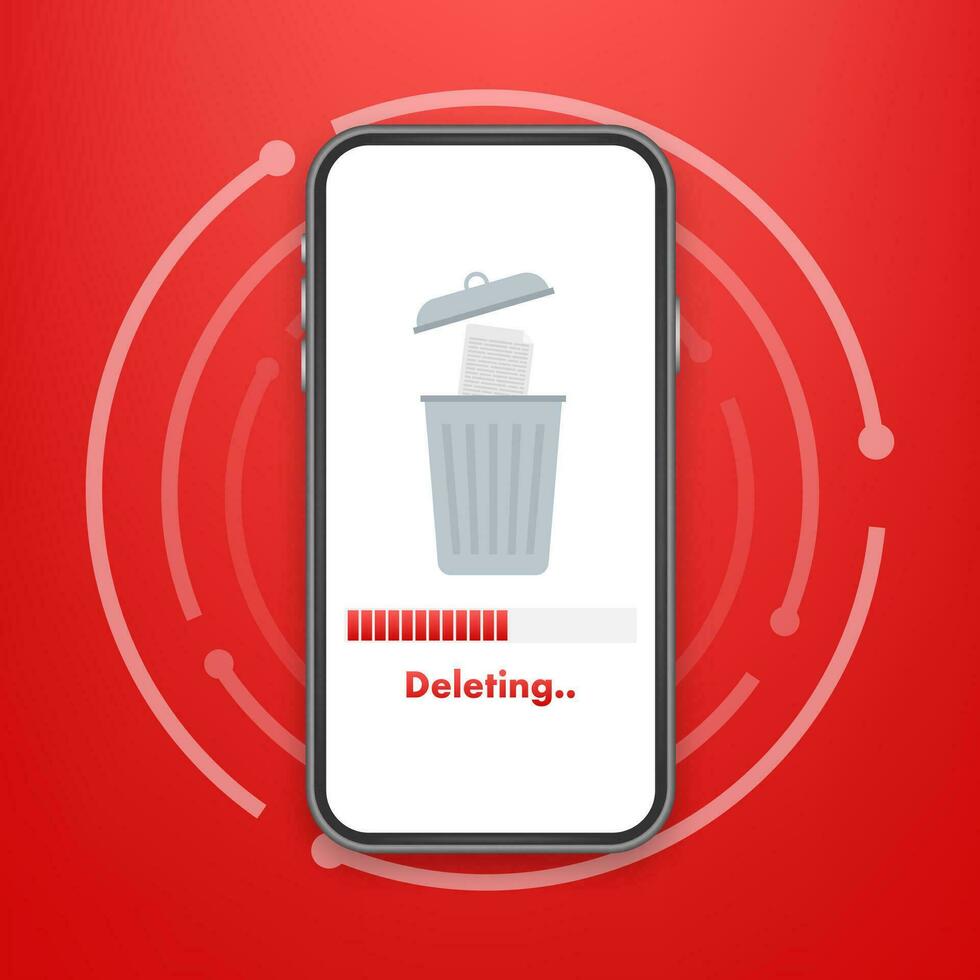 Process Delete file in paper. Remove document. Vector stock illustration