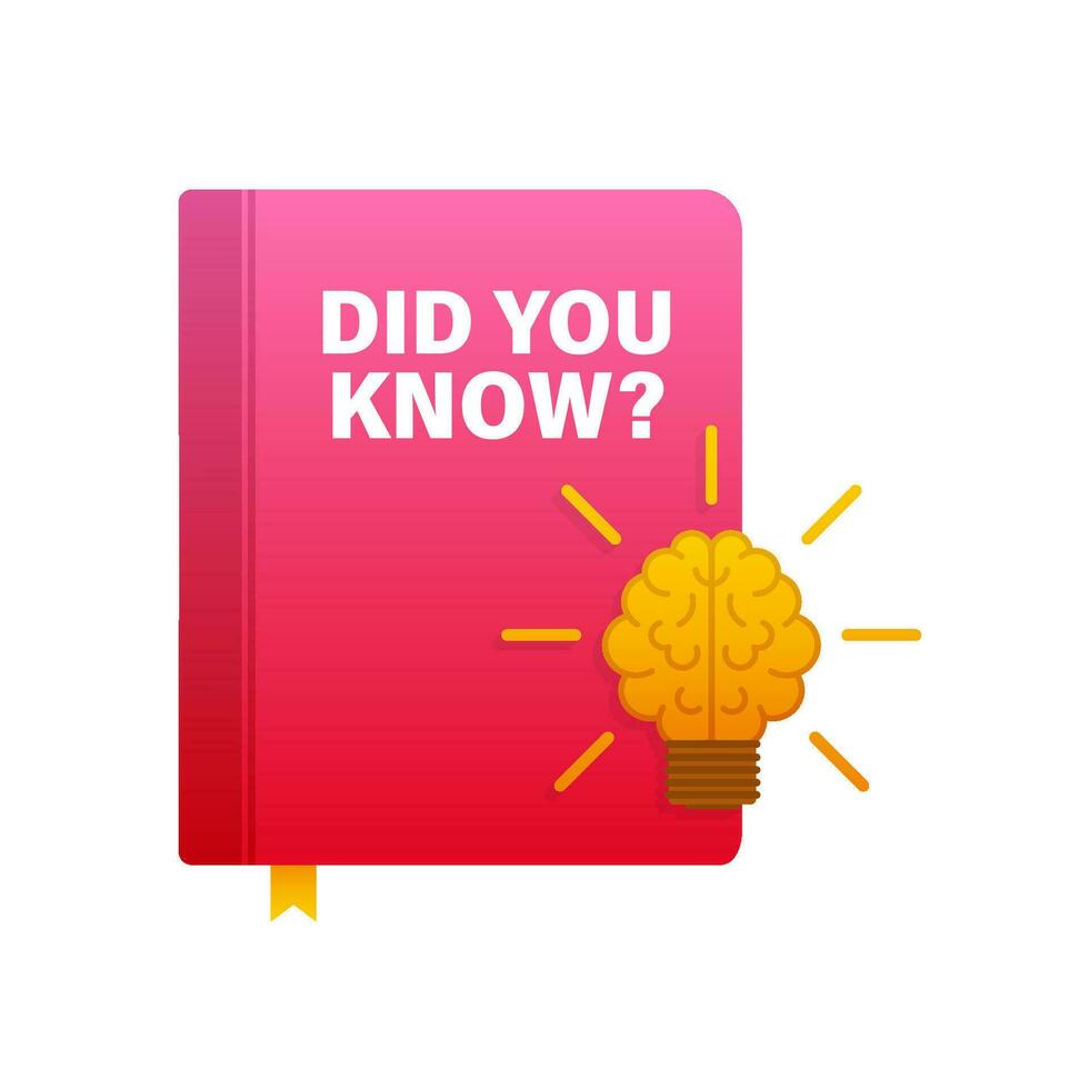 Did You Know book icon with lamp idea. Vector stock illustration