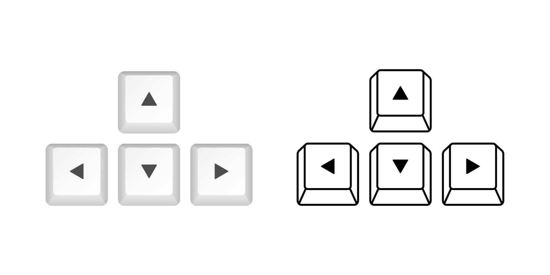 Arrows computer keyboard buttons. Desktop interface. Web icon. Gaming and cybersport. Vector stock illustration