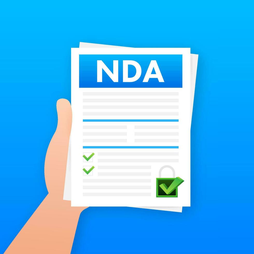 NDA Document, Non disclosure agreement, Privacy document. Vector stock illustration