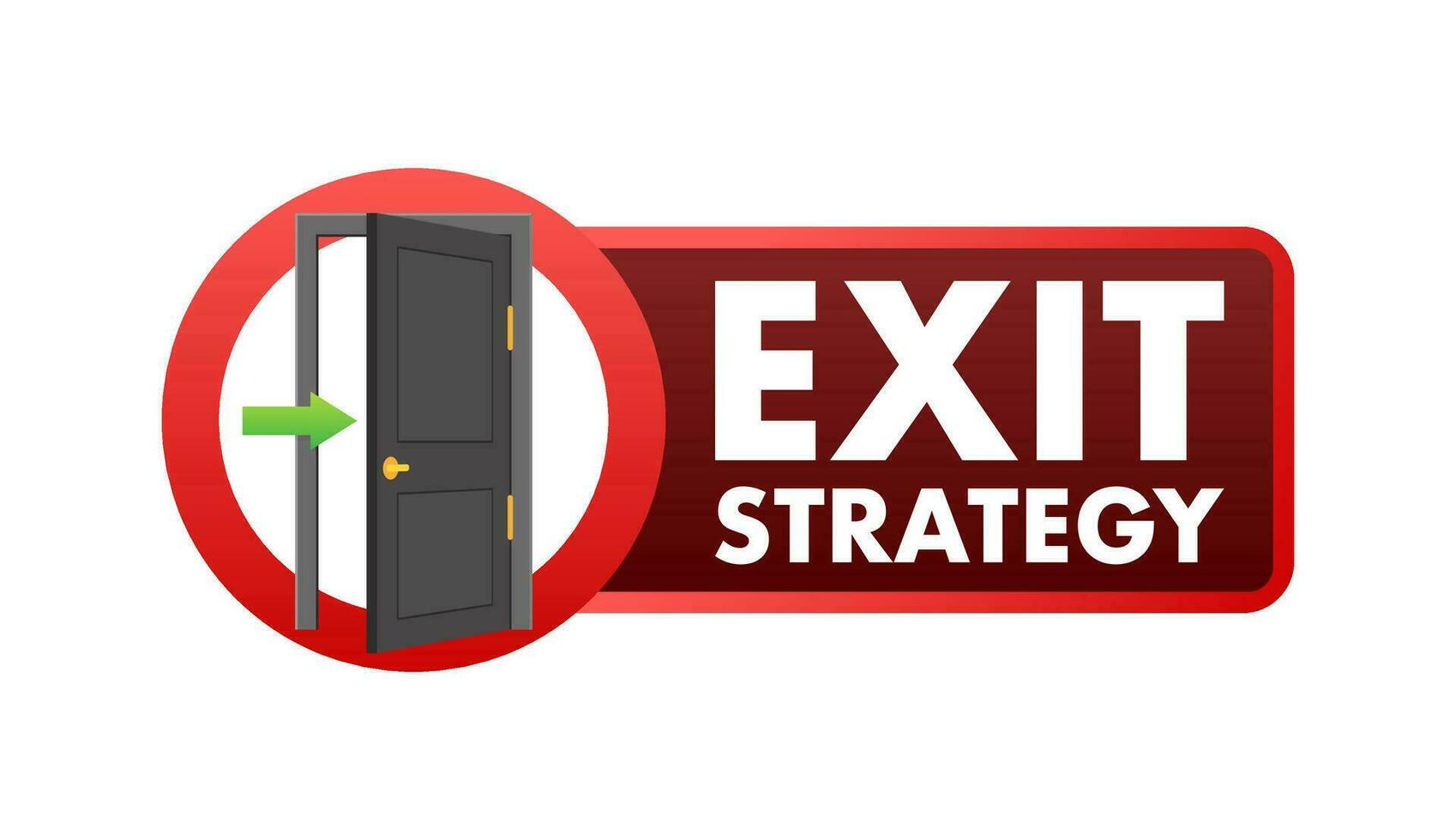 Exit Strategy icon, label. Emergency, protection Vector stock illustration