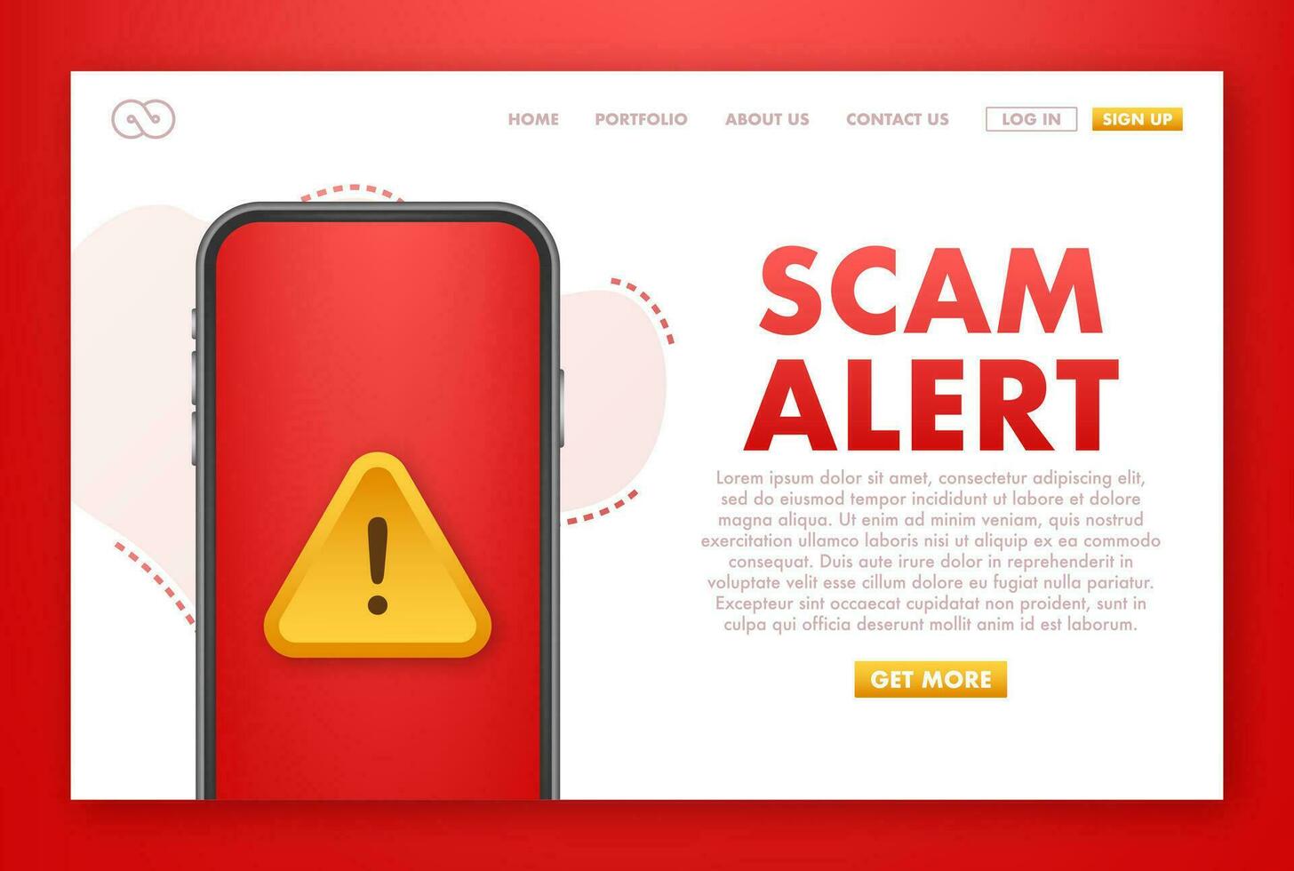 Scam alert. Hacker attack and web security vector concept, phishing scam. Network and internet security. Vector illustration