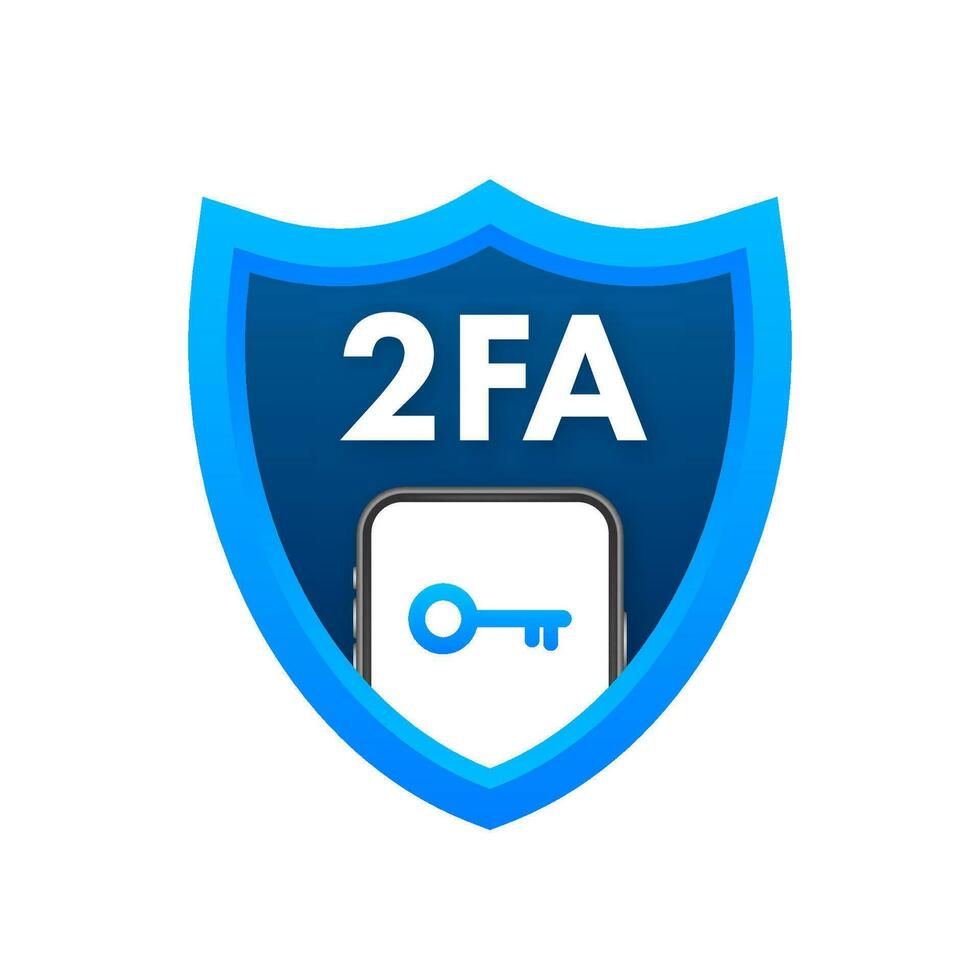 Two step authentication 2fa, flat cartoon smartphone and computer safety login or signin. Vector stock illustration