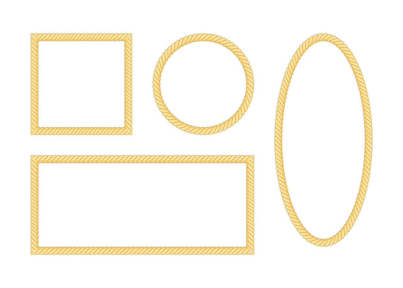 Set of rope frame on white backround. Vector stock illustration.