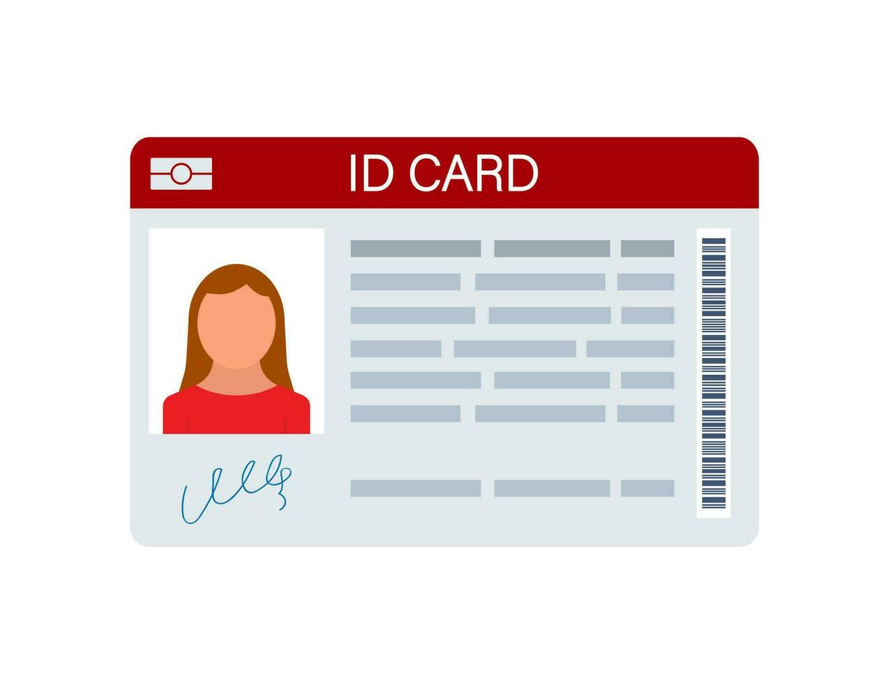 carné de identidad tarjeta en blanco antecedentes. plano diseño estilo. vector ilustración