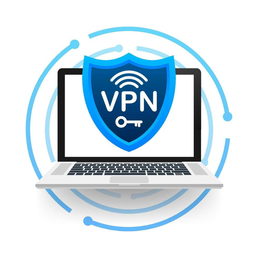 seguro vpn conexión concepto. virtual privado red conectividad descripción general. vector valores ilustración