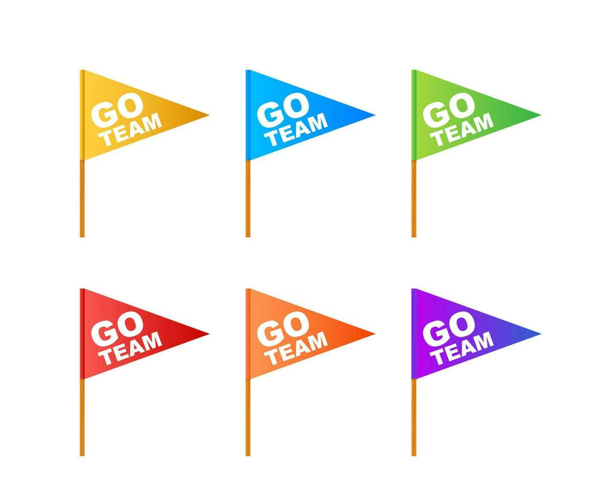 Go Team Triangle Banner. Go team in cartoon style. Vector stock illustration