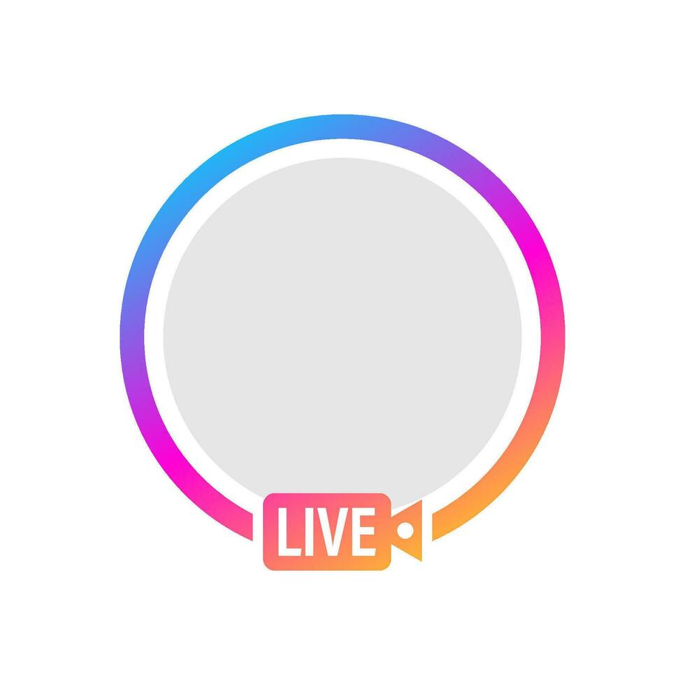 Social media icon avatar frame. Live stories user video streaming. Vector illustration