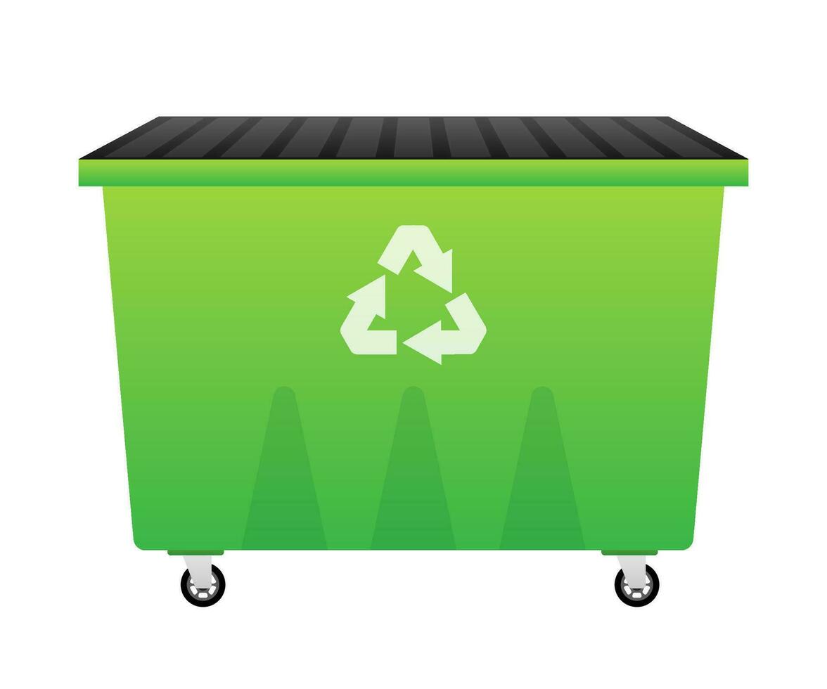 Recycling garbage dumpster, wheelie trash bin. Vector stock illustration