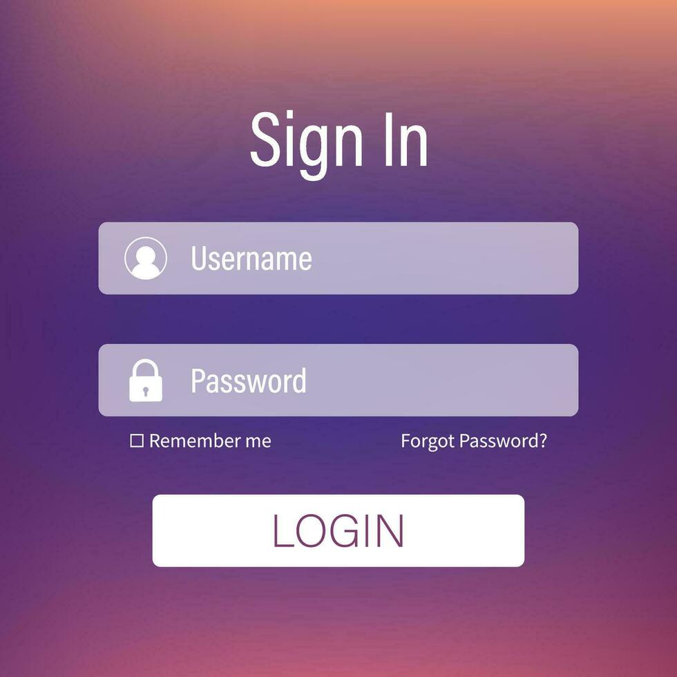 Login form page. Website ui vector elements. Vector stock illustration