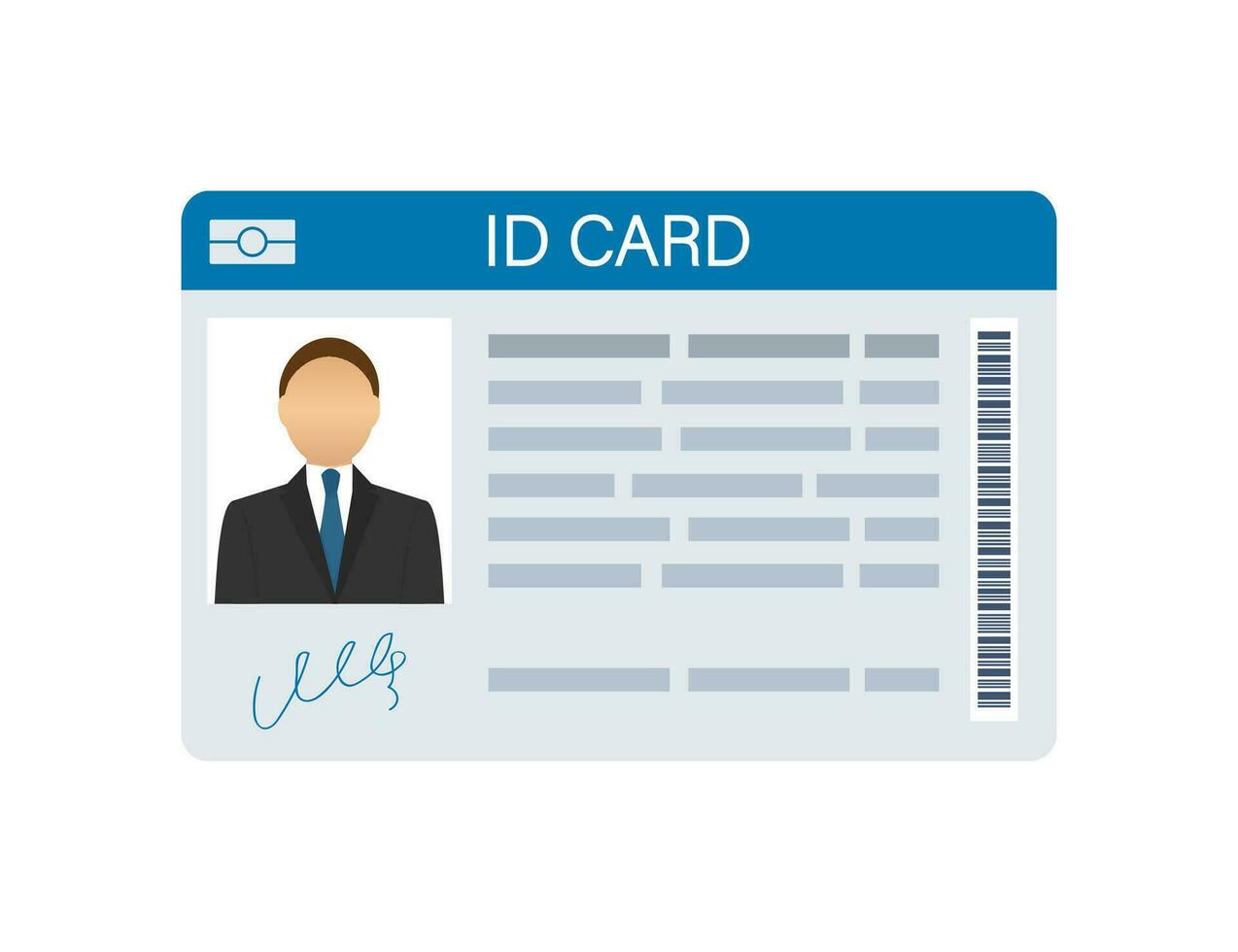 ID Card on white background. Flat design style. Vector illustration