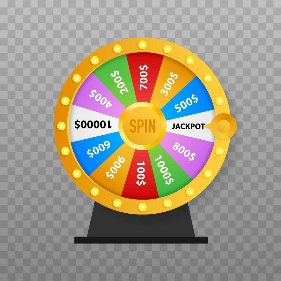 ruleta 3d fortuna. rueda fortuna para juego y ganar bote. en línea casino concepto. Internet casino marketing. vector ilustración.