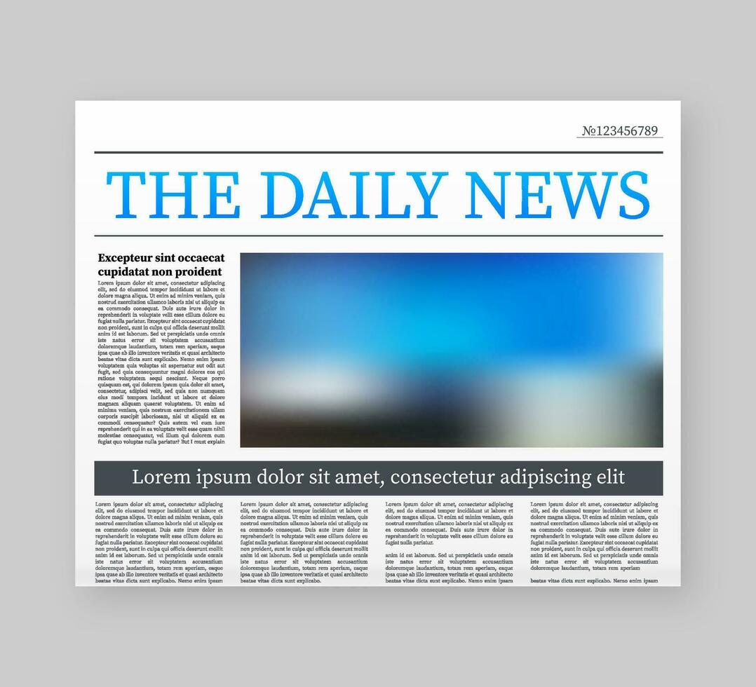 Vector mock up of a blank daily newspaper. Fully editable whole newspaper in clipping mask. Vector stock illustration