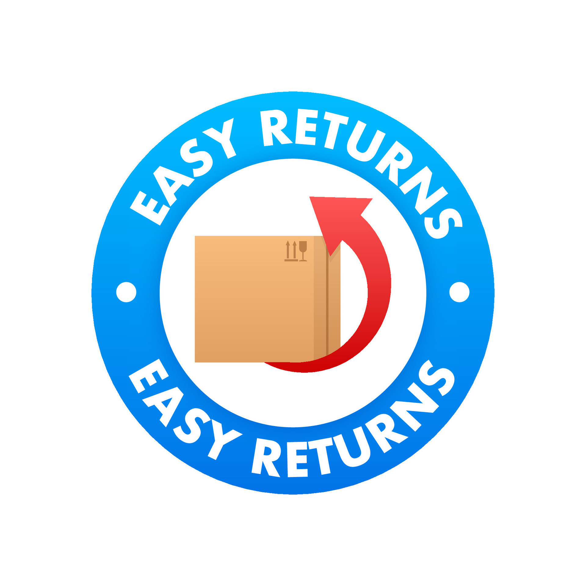Easy Returns sign, label. Delivery service. Vector stock illustration
