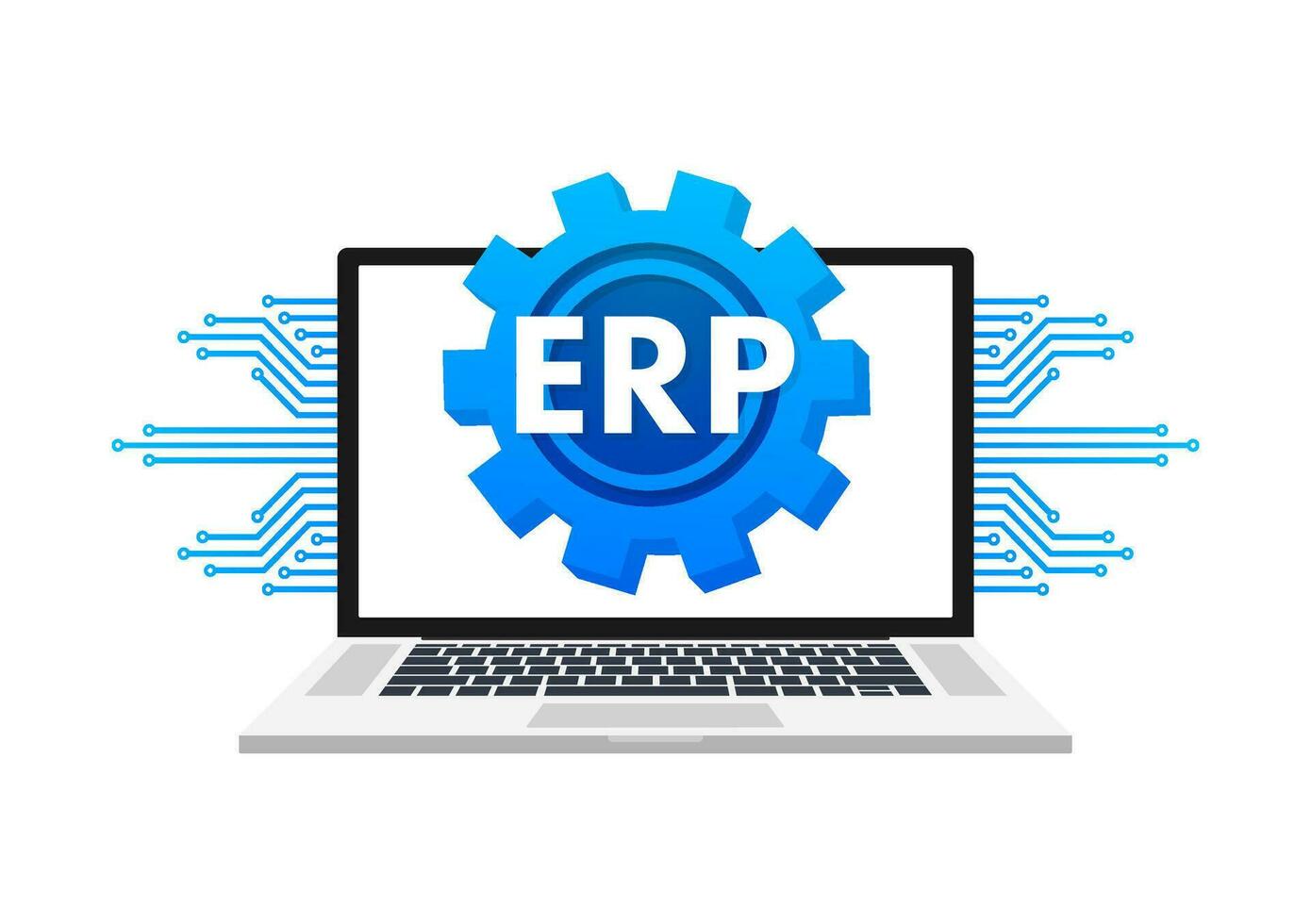 erp empresa recurso planificación. industria producción. productividad y empresa mejora. vector valores ilustración