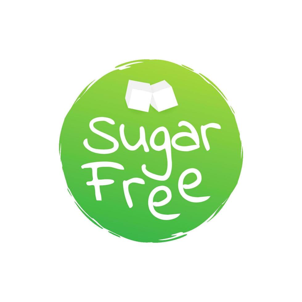 Sugar free. Round green label. Vector stock illustration