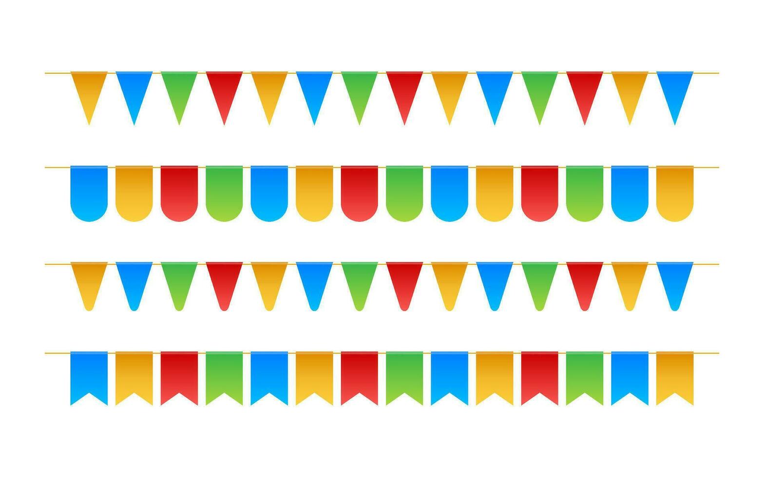 Birthday party invitation banners. Set of flag garlands. Vector illustration.