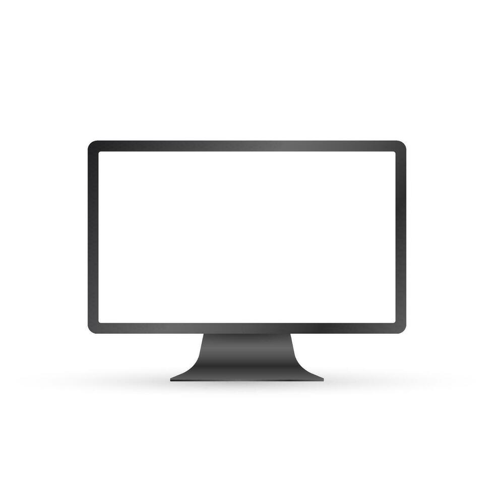 Computer display isolated in realistic design on white background. Vector stock illustration