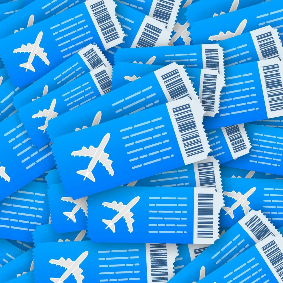 Airline tickets or boarding pass inside of special service envelope. Vector stock illustration.