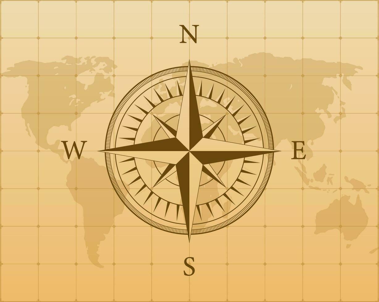 Compass on white background. Flat vector navigation symbol. Vector stock illustration