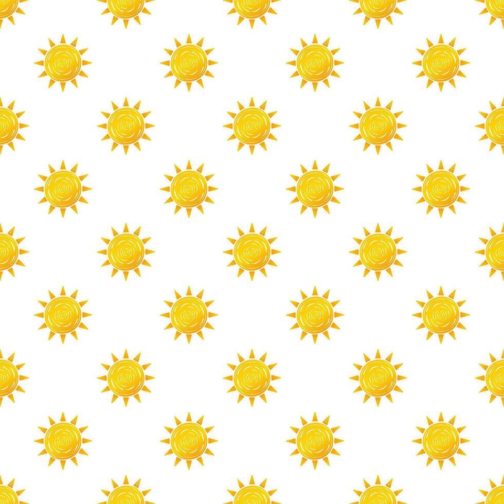 Realistic sun icon pattern for weather design on white background. Vector stock illustration