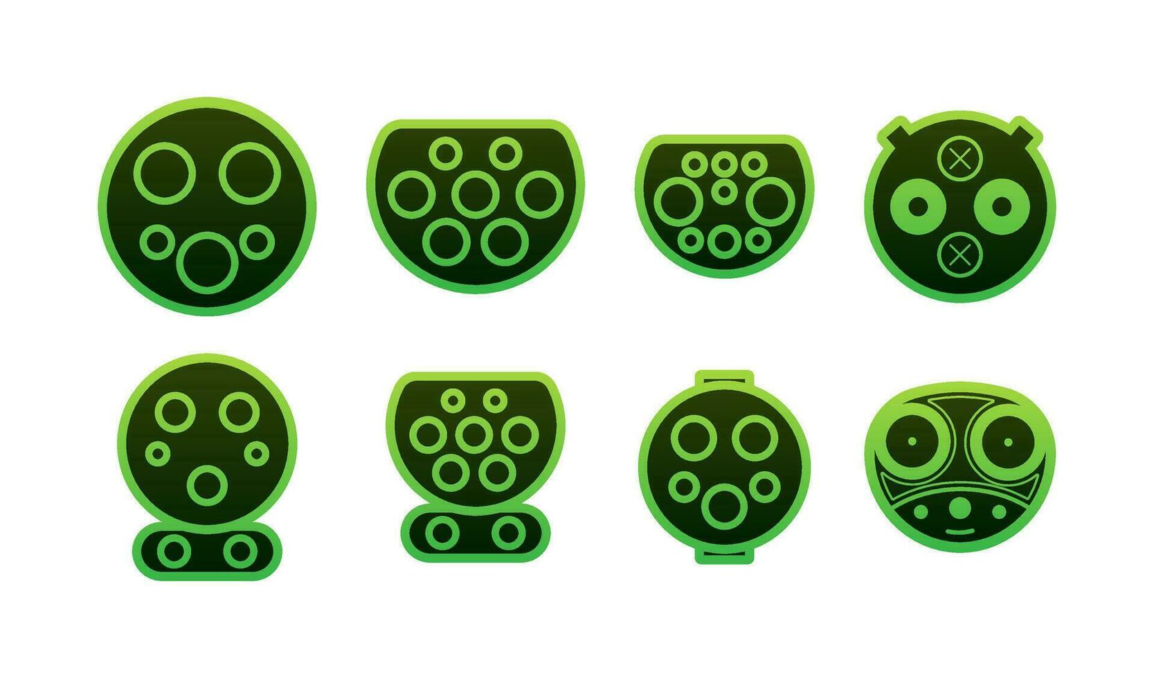 Illustration with green charge car ports. Symbol, logo illustration vector