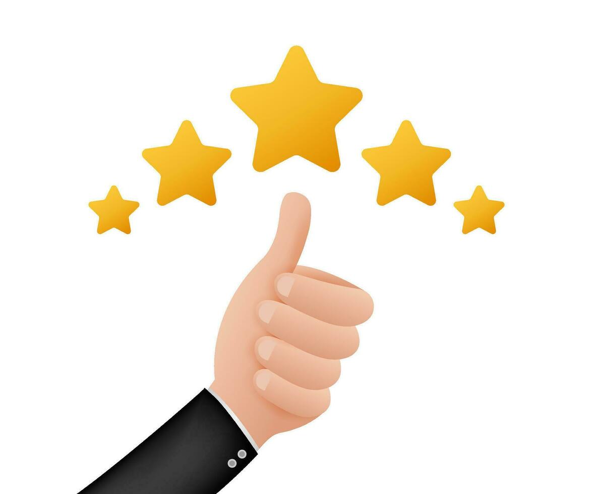 Thumbs up. Customer evaluation. Customer review rating. Vector stock illustration
