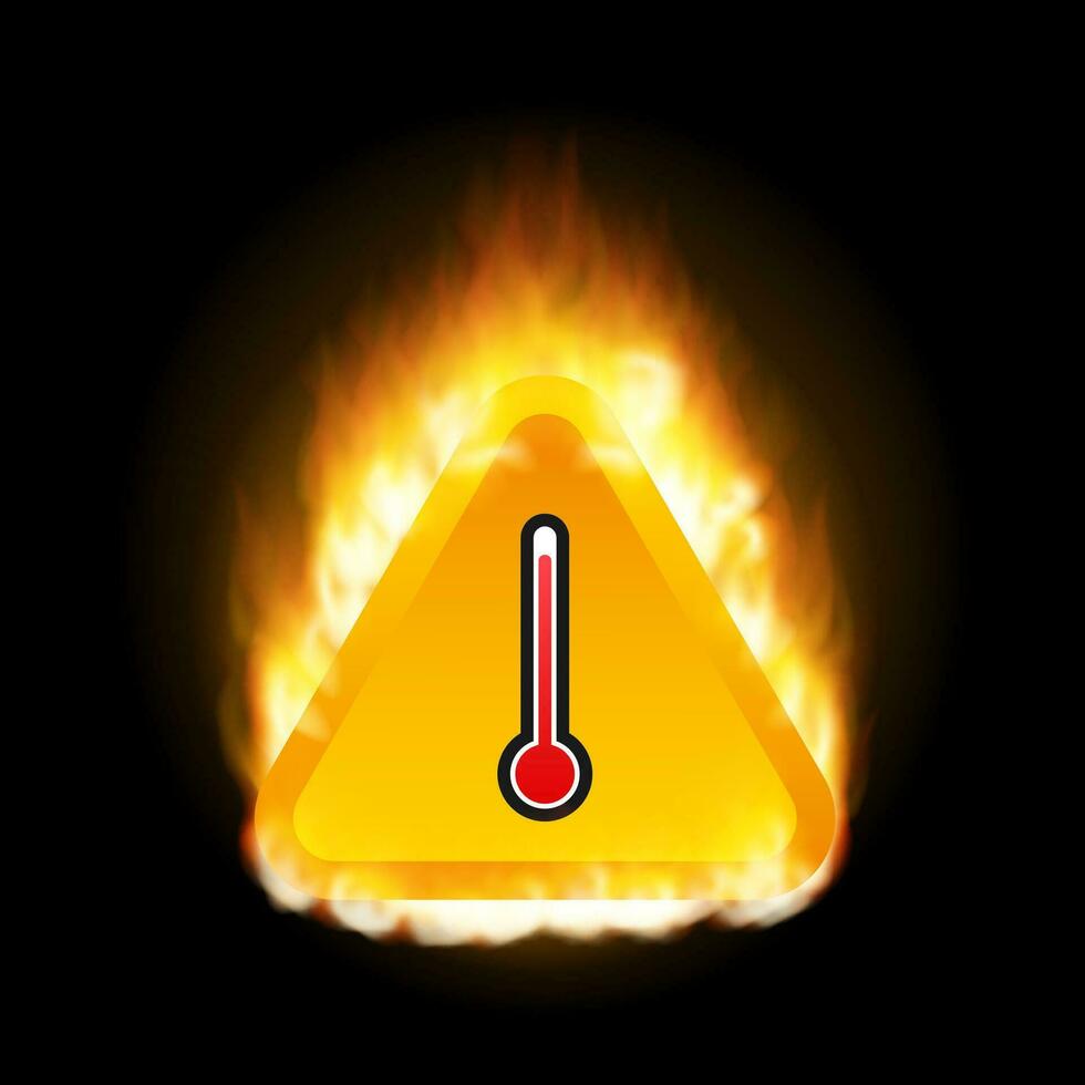 Flat icon with red high temperature. Flat blue icon. Fire, flame vector