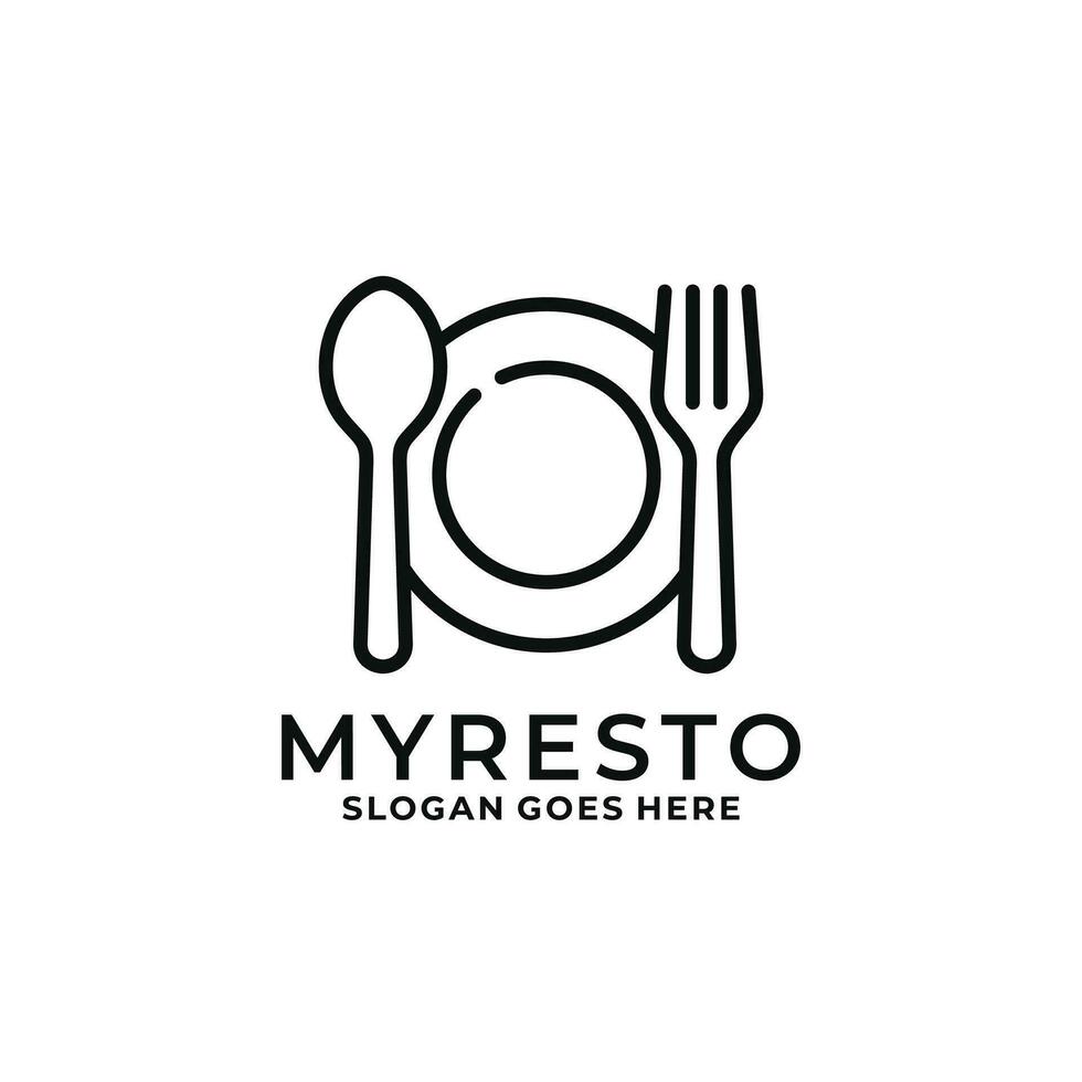 Ilustración de vector de diseño de logotipo de restaurante