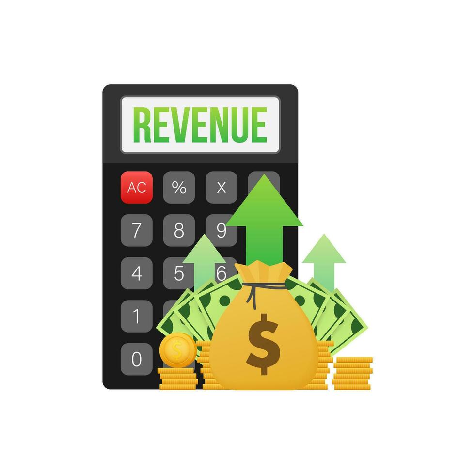 Revenue growth increasing graph. High interest rate. Vector stock illustration
