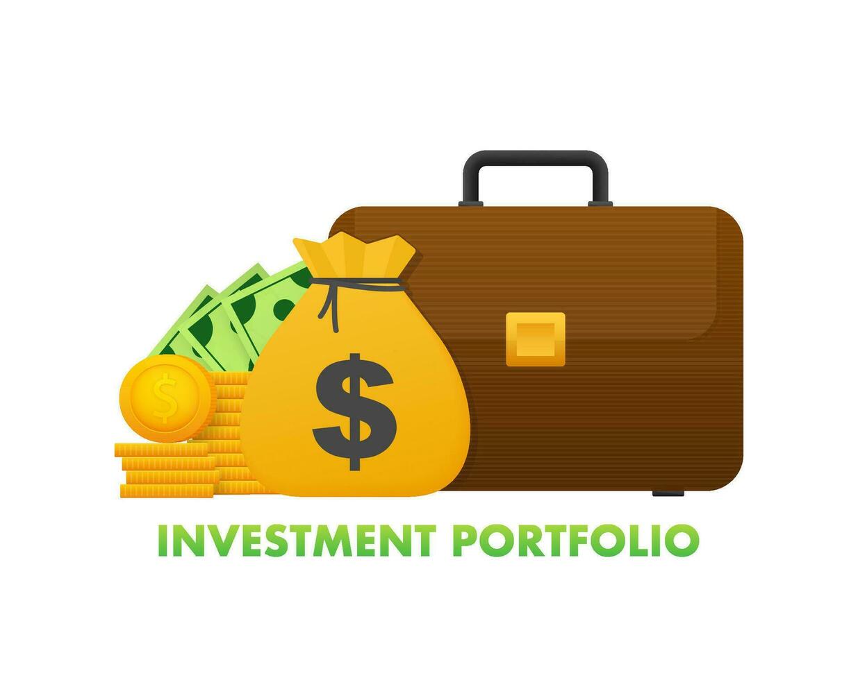 Investor portfolio. Business document gallery with money investments and success. vector