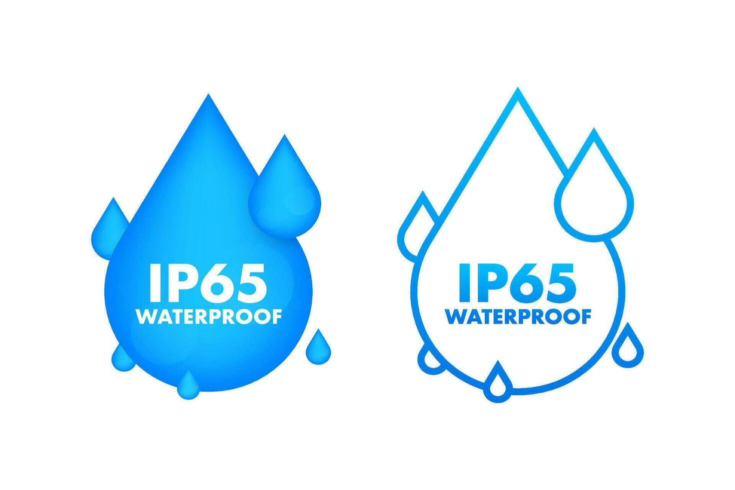 IP65 waterproof, water resistance level information sign. vector