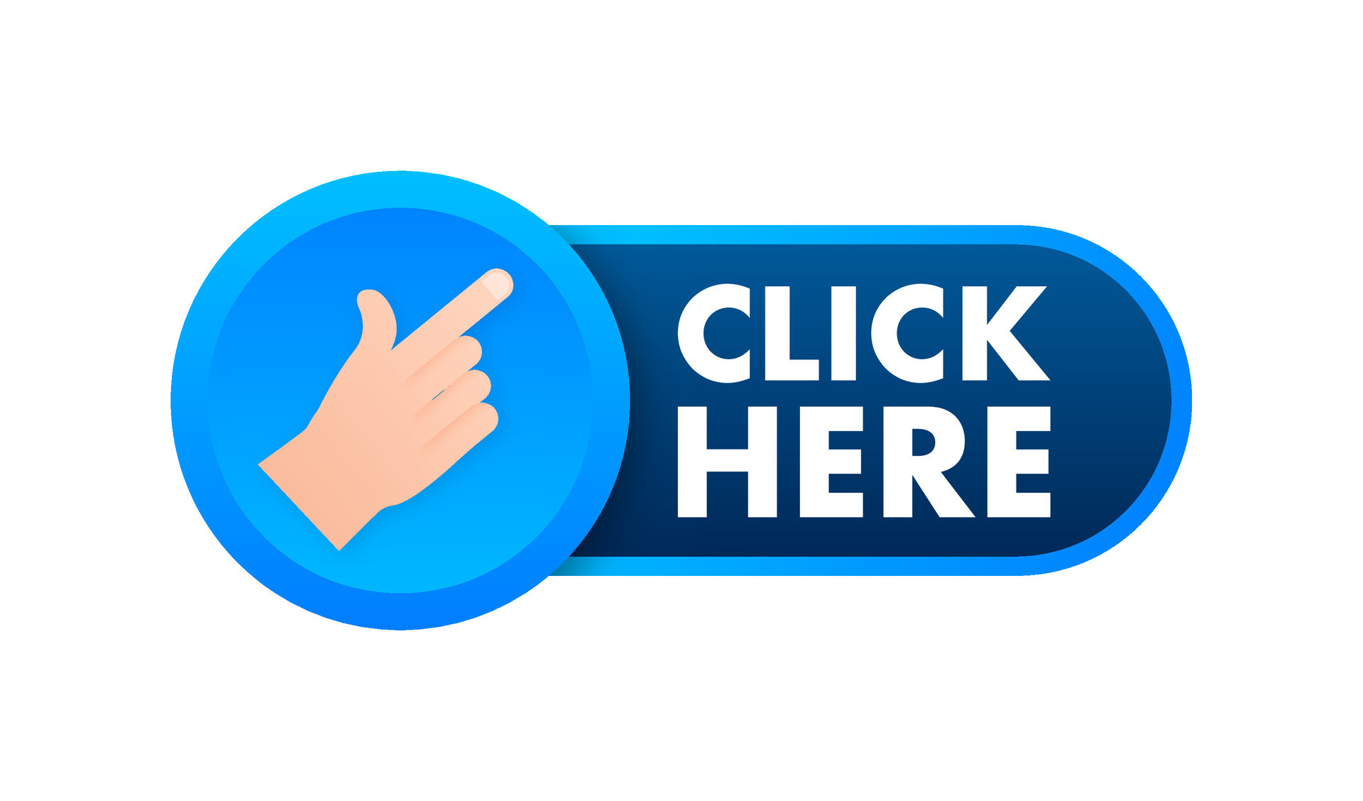 Click here button with hand pointer clicking. Vector stock illustration ...