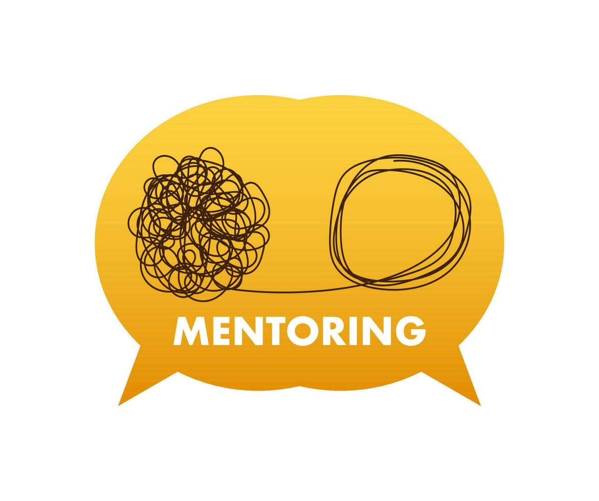 Mentoring for concept design. Teamwork business success. Vector stock illustration