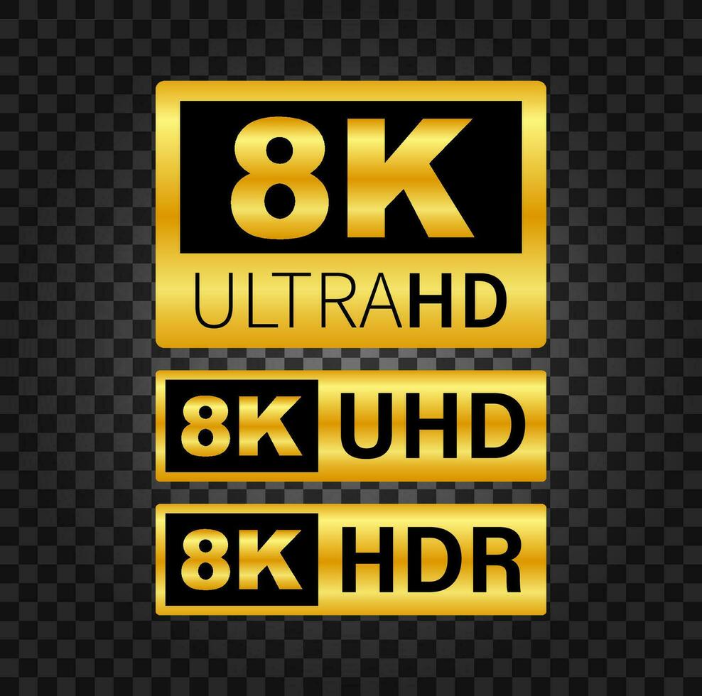 8K Ultra HD label. High technology. LED television display. Vector illustration.