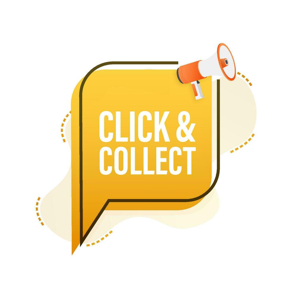 Megaphone click and collect banner. Flat style. Website vector icon. Vector stock illustration