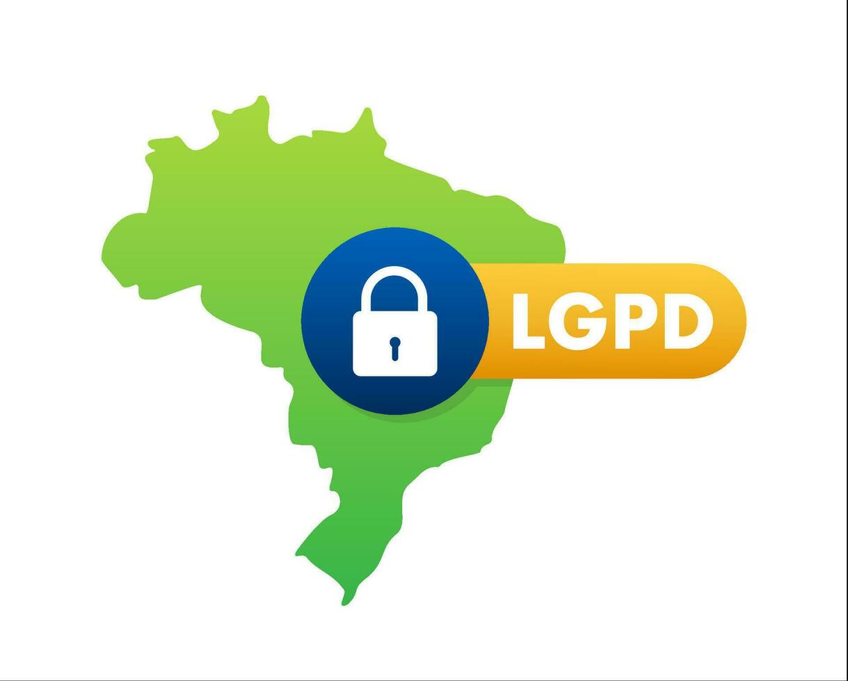 LGPD, Brazilian Data Protection Authority DPA. Lei Geral de Prote o de Dados. Vector stock illustration