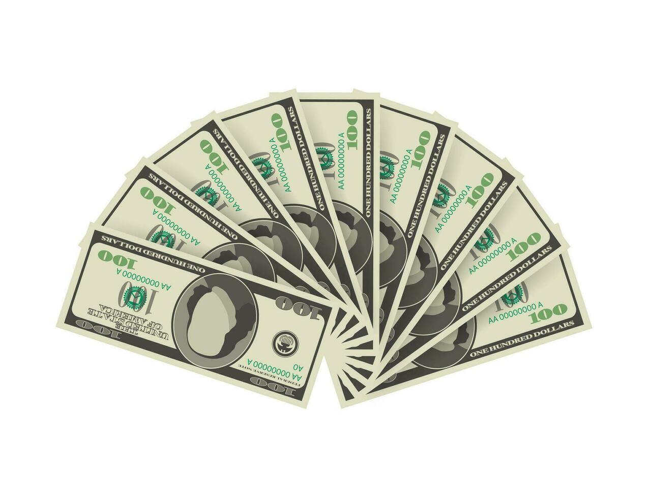 Hundred dollar bill on white background. Money. Vector stock illustration