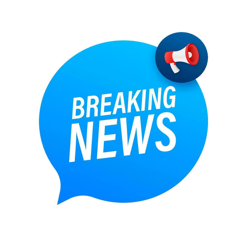 Hand Holding Megaphone with breaking news. Megaphone banner. Web design. Vector stock illustration