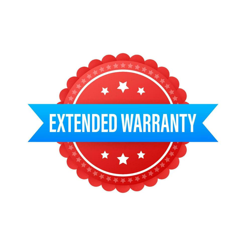 Extended warranty label or sticker. Badge, icon, stamp Vector illustration