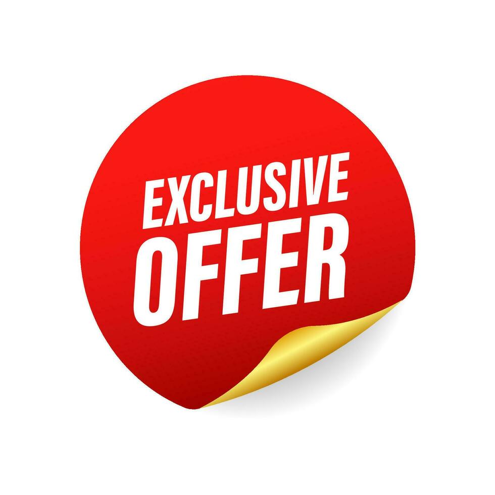 Exclusive offer label, badge. Shop now. Vector stock illustration