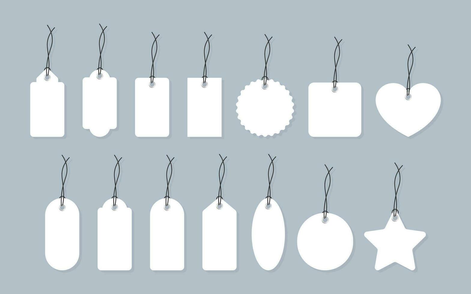 Set of various blank white paper tags, labels, stickers. Isolated vector elements, flat design. Vector illustration