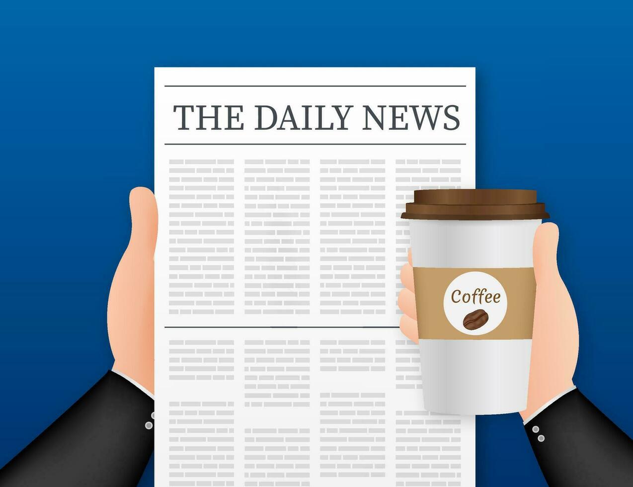 Vector mock up of a blank daily newspaper. Fully editable whole newspaper in clipping mask. Vector stock illustration