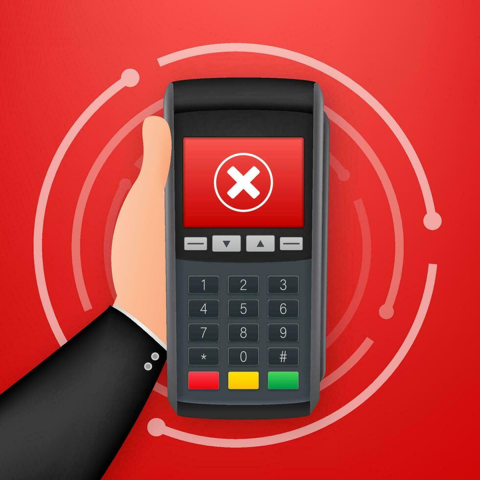 POS Payment terminals. Rejected payment. Vector stock illustration