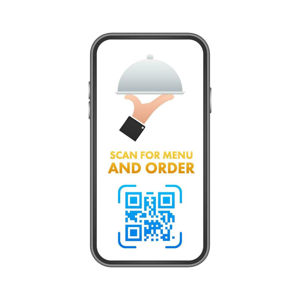 Scan for menu and order. Qr code scan icon. Customer service. Vector stock illustration