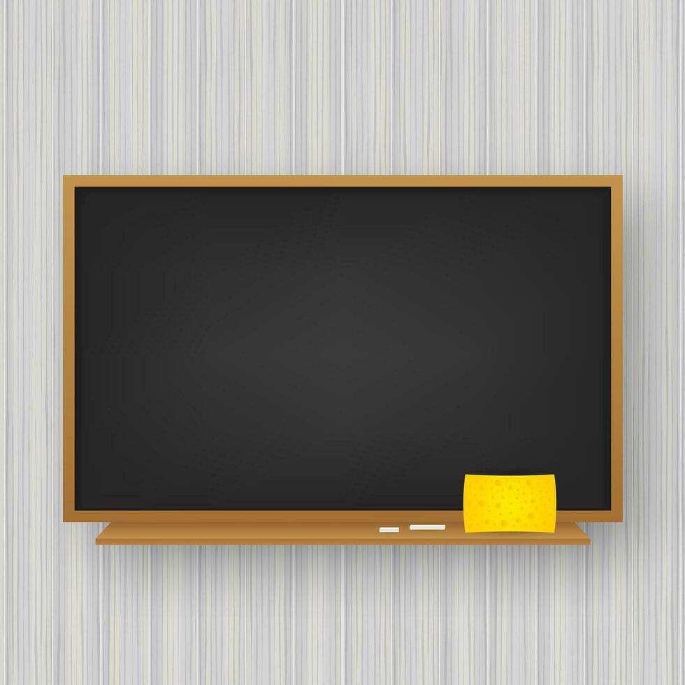 Empty Black school chalkboard background. Template for your design. Vector stock illustartion