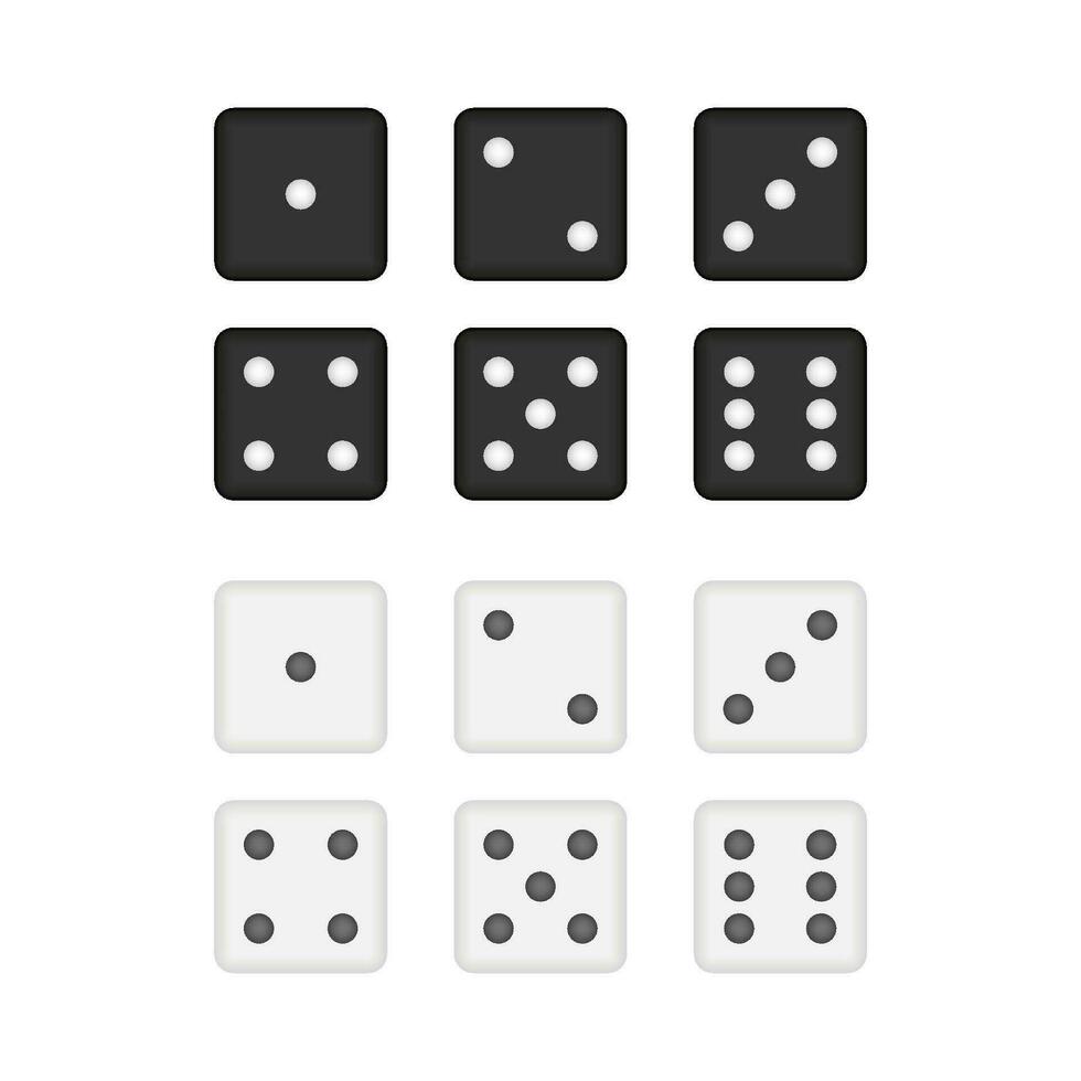 Dice collection. Game dice, cubes. Casino and betting. Vector stock illustration