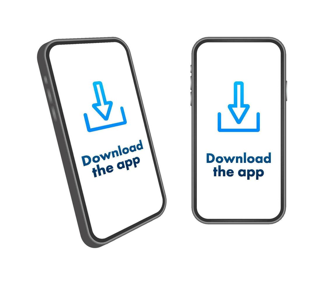 Download page of the mobile app. Empty screen smartphone for you app. Download app. Vector stock illustration.