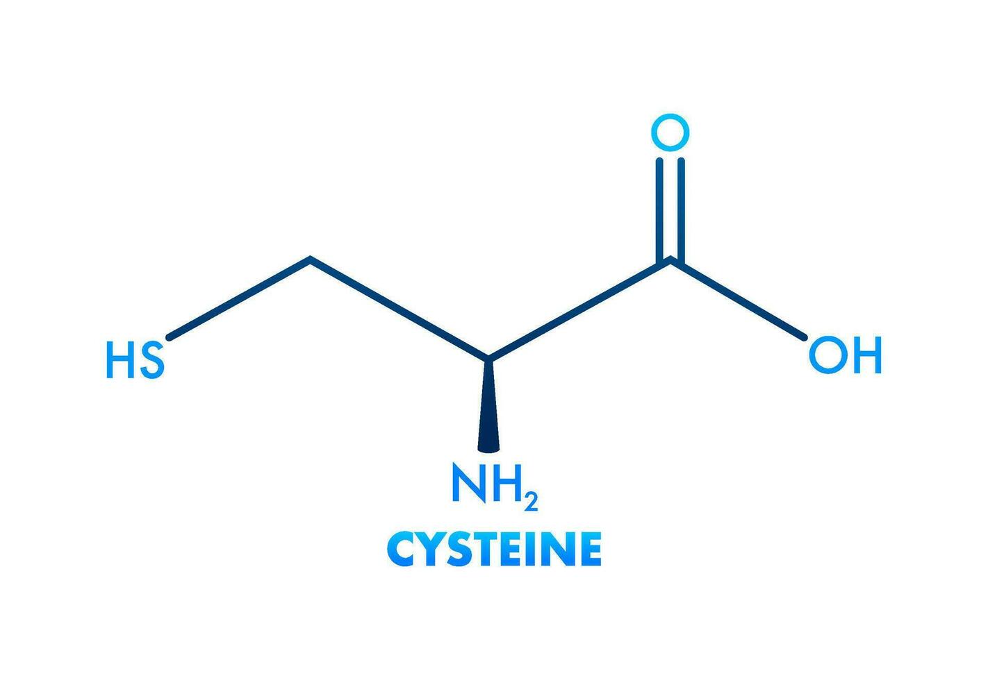Cysteine molecular skeletal chemical formula. 3d icon with cysteine. vector