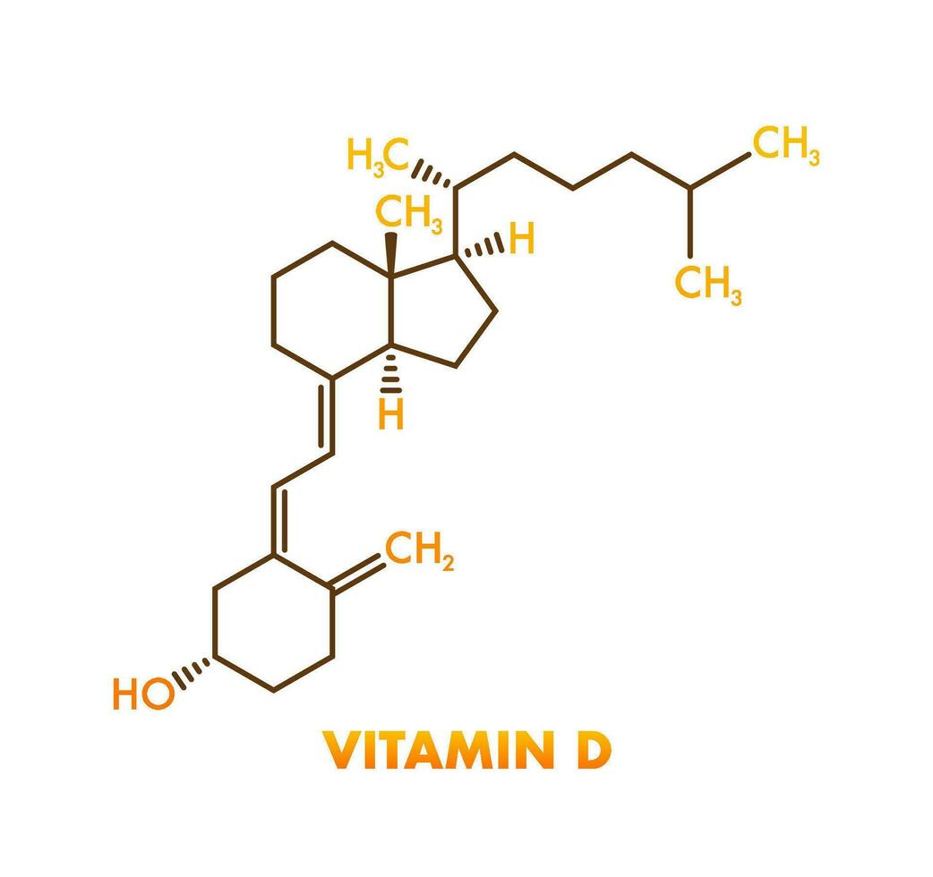 Green vitamin d formula on golden background. Vector 3d illustration.
